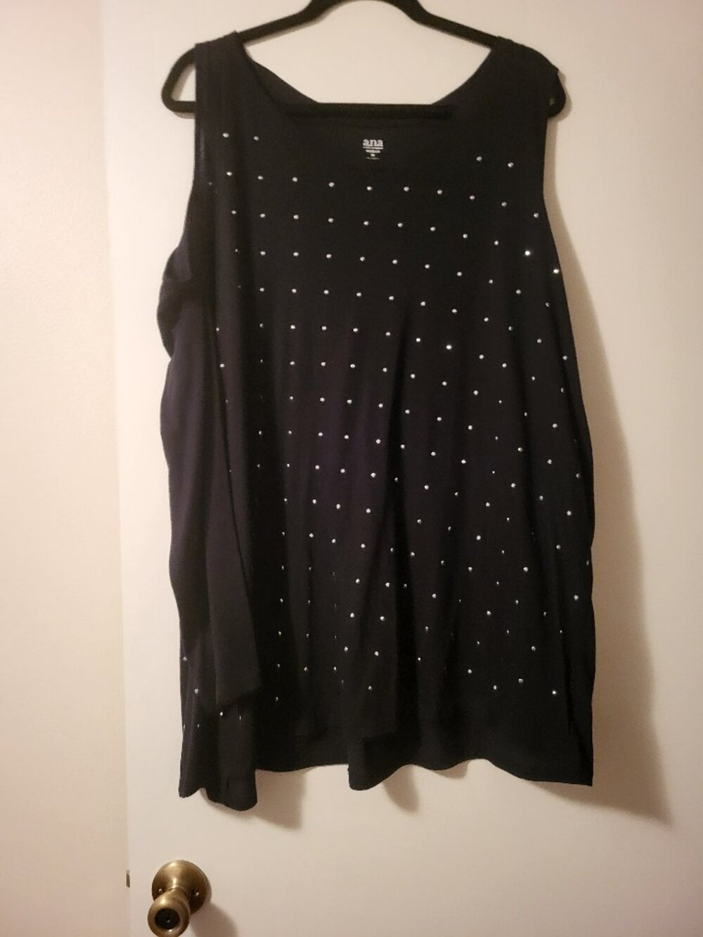 NWT ANA h Black Cold Shoulder Studded Top Size 2X